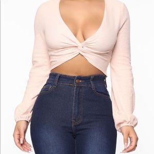 Fashion Nova pink crop top - small